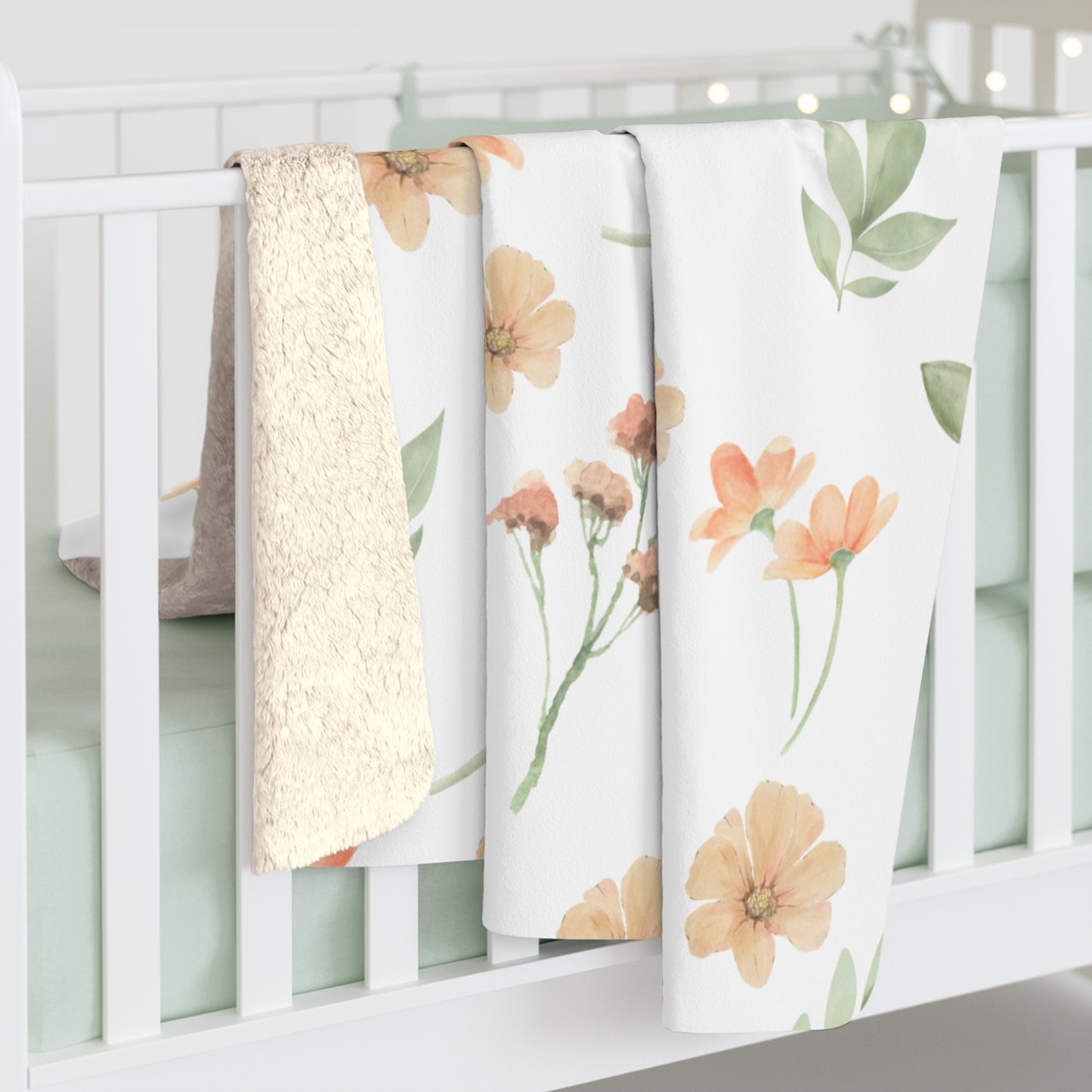 Orange Flower Sherpa Blanket - A Cozy Floral Throw