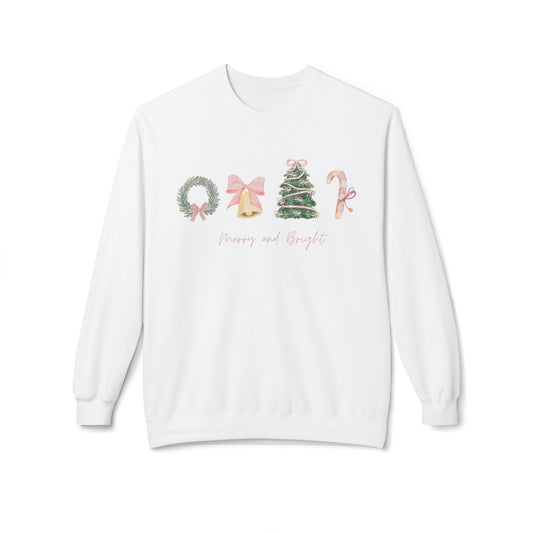 Pink Christmas Icons Crewneck Sweatshirt – Merry and Bright Holiday Pullover
