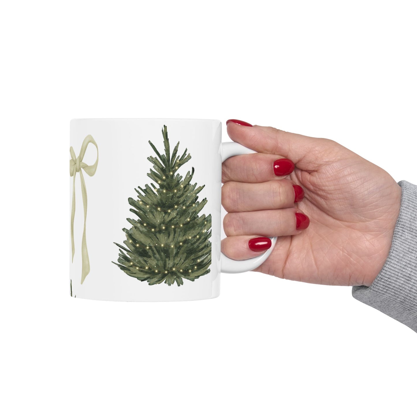 Coquette Christmas Tree Ceramic Mug, (11oz, 15oz)