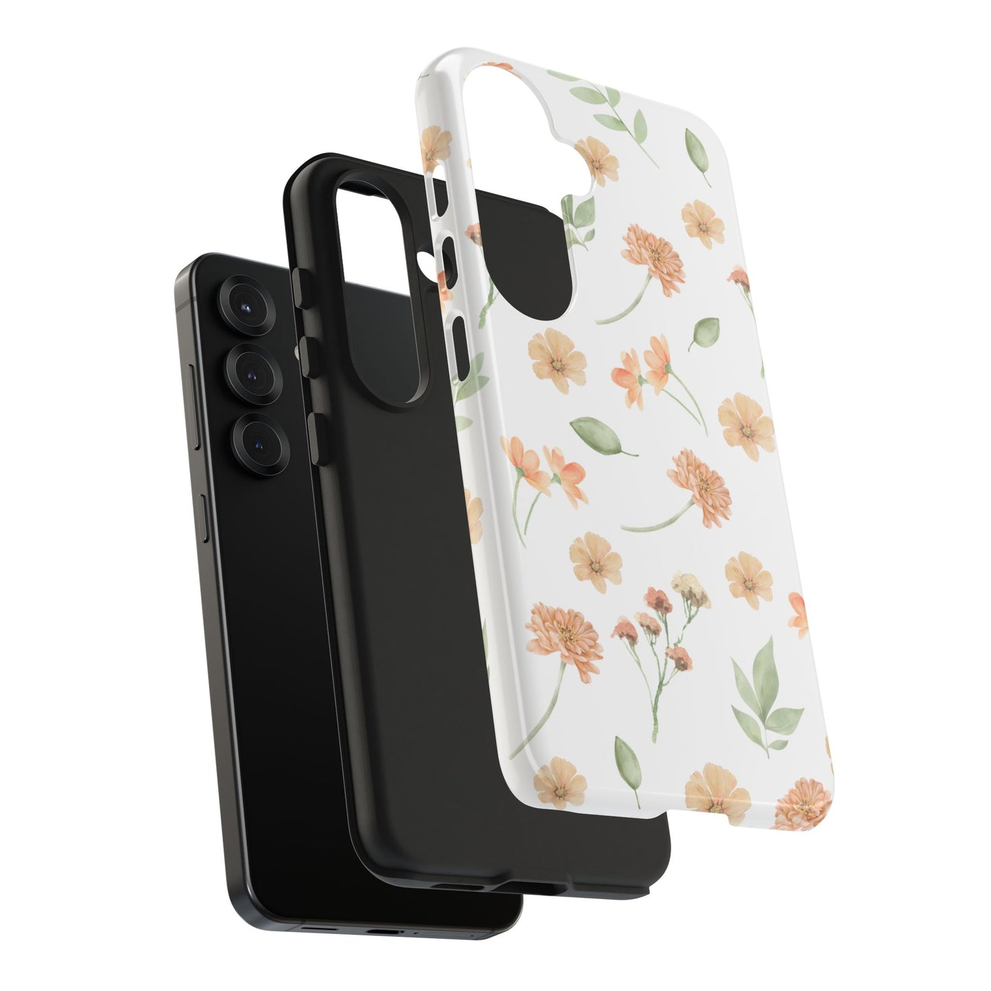 Floral Peach Watercolor Tough Phone Case — Protective Botanical iPhone Case