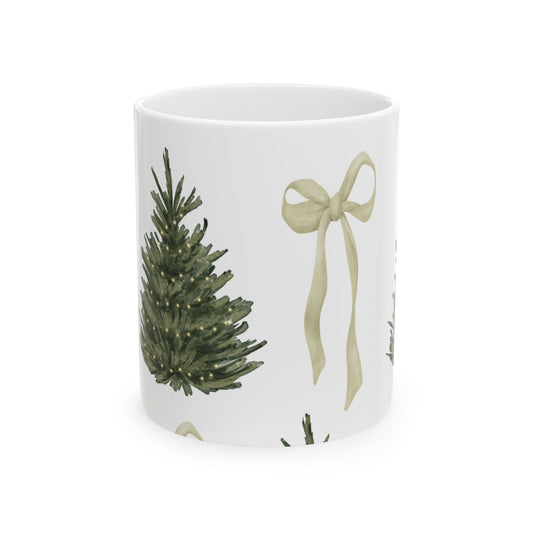Coquette Christmas Tree Ceramic Mug, (11oz, 15oz)