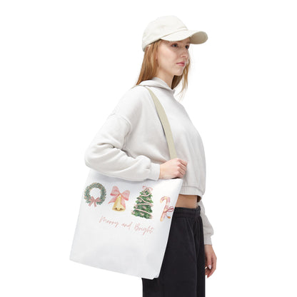 Pink Christmas Decal Tote Bag