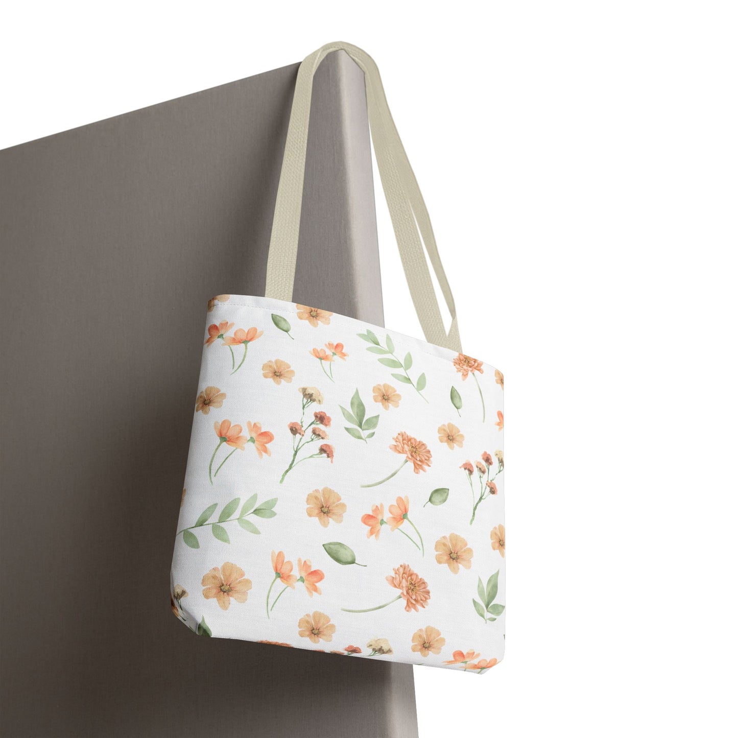 Floral Watercolor Tote Bag – Peach Blossom Pattern, Lightweight Everyday Market Tote