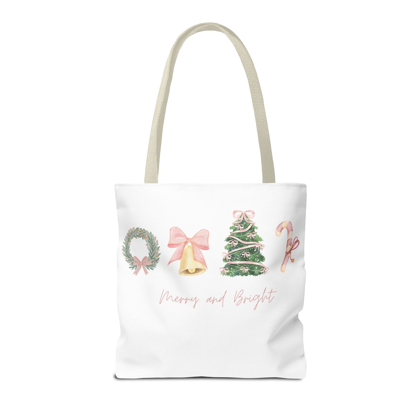 Pink Christmas Decal Tote Bag