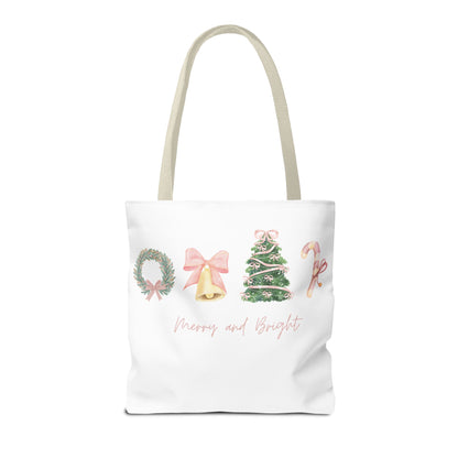 Pink Christmas Decal Tote Bag