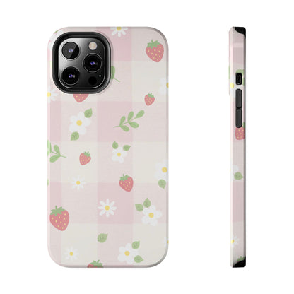 Strawberries & Flowers Tough Phone Case — Floral Fruit Protective Cover