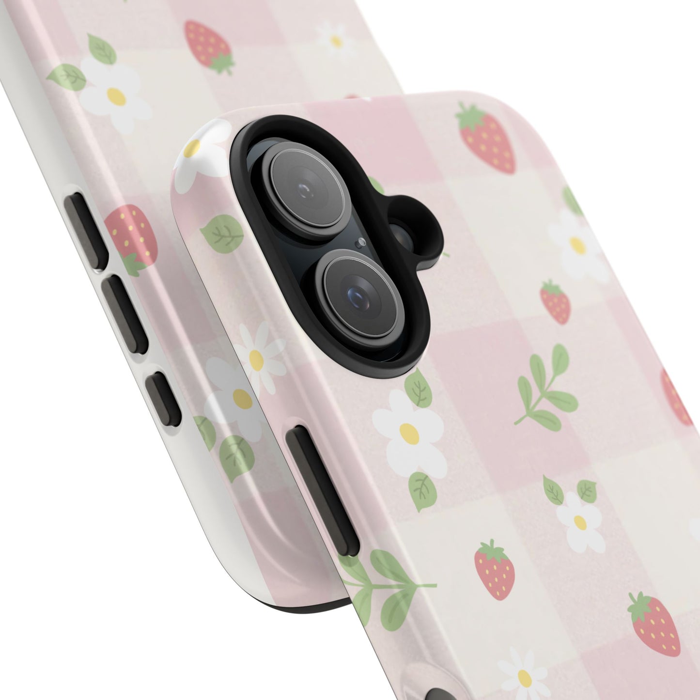 Strawberries & Flowers Tough Phone Case — Floral Fruit Protective Cover