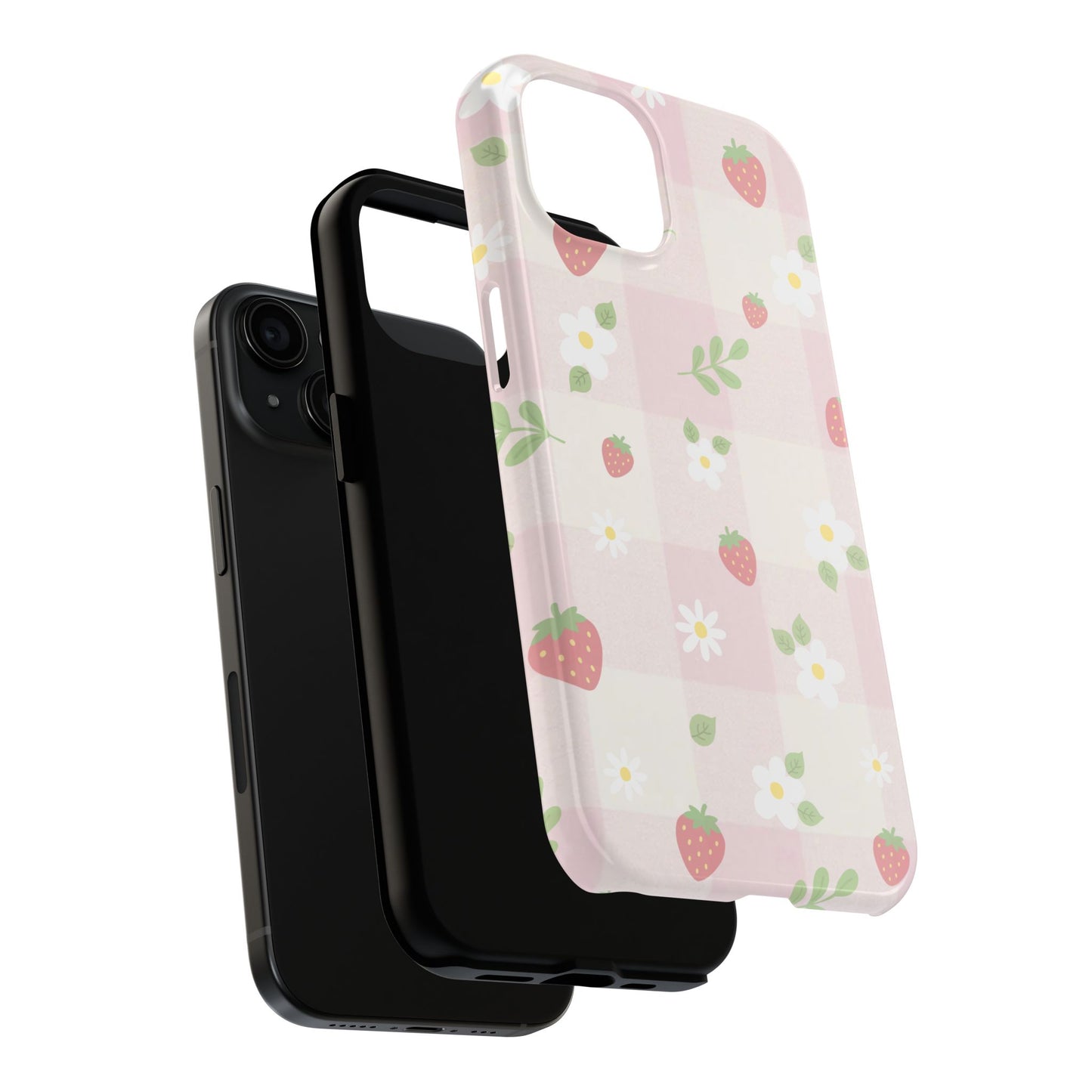 Strawberries & Flowers Tough Phone Case — Floral Fruit Protective Cover
