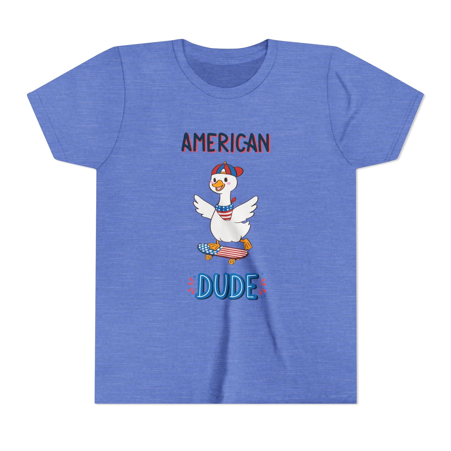 Youth Tee — "American Dude" Skateboarding Duck Graphic