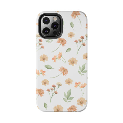 Floral Peach Watercolor Tough Phone Case — Protective Botanical iPhone Case