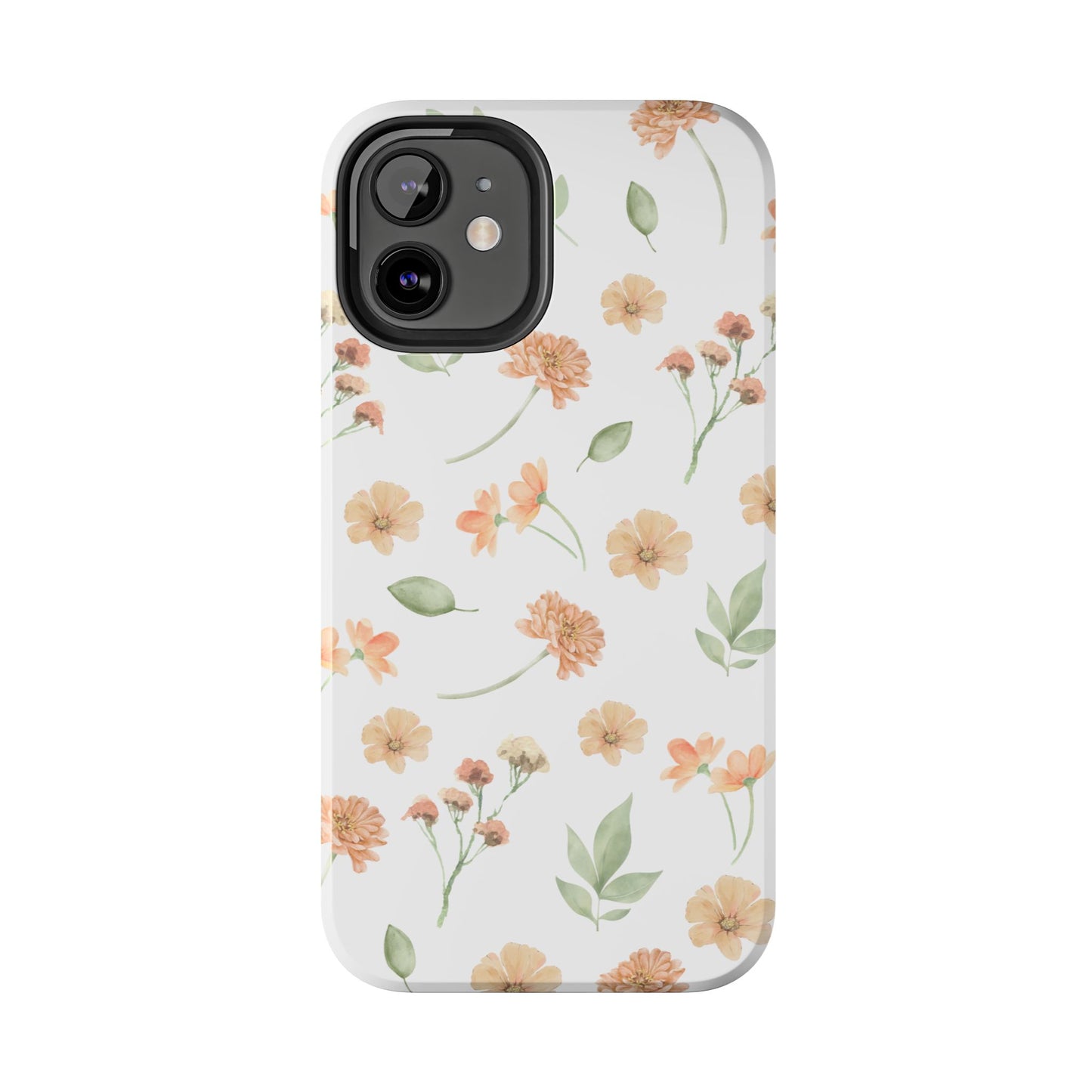 Floral Peach Watercolor Tough Phone Case — Protective Botanical iPhone Case
