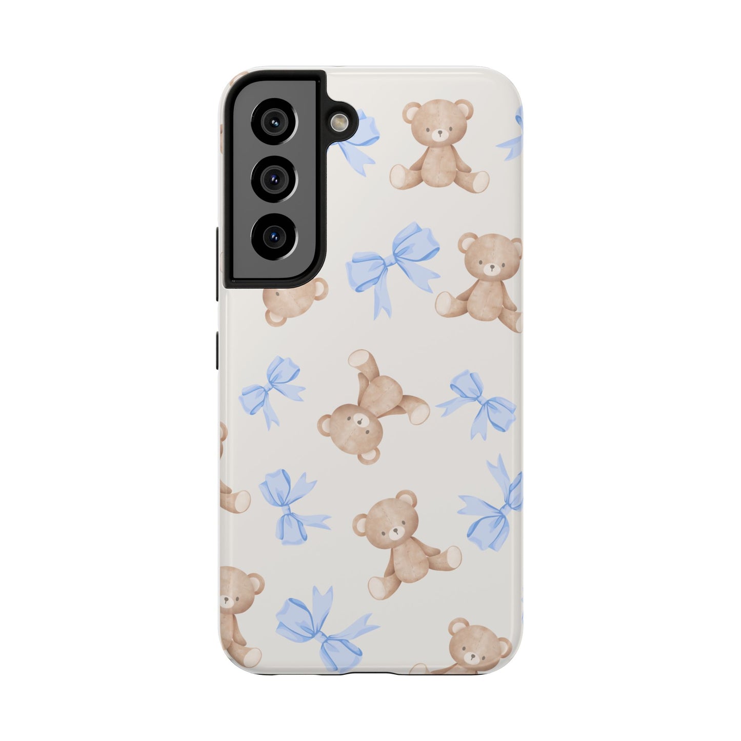 Teddy Bear Phone Case with Blue Bows