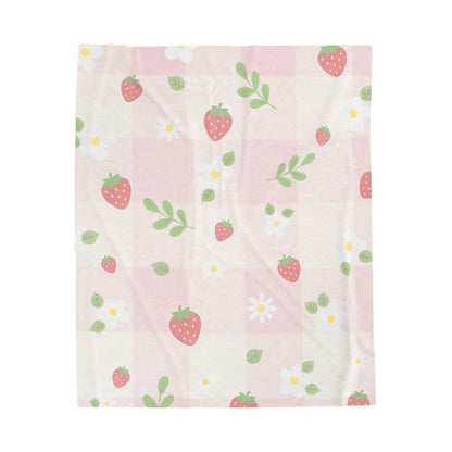 Strawberry Blossom Velveteen Plush Blanket