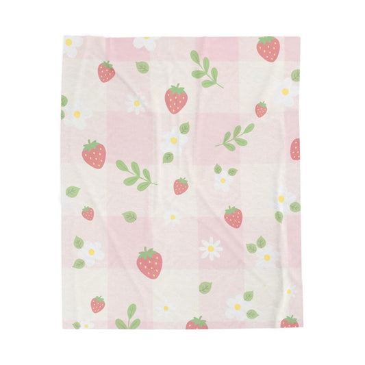 Strawberry Blossom Velveteen Plush Blanket