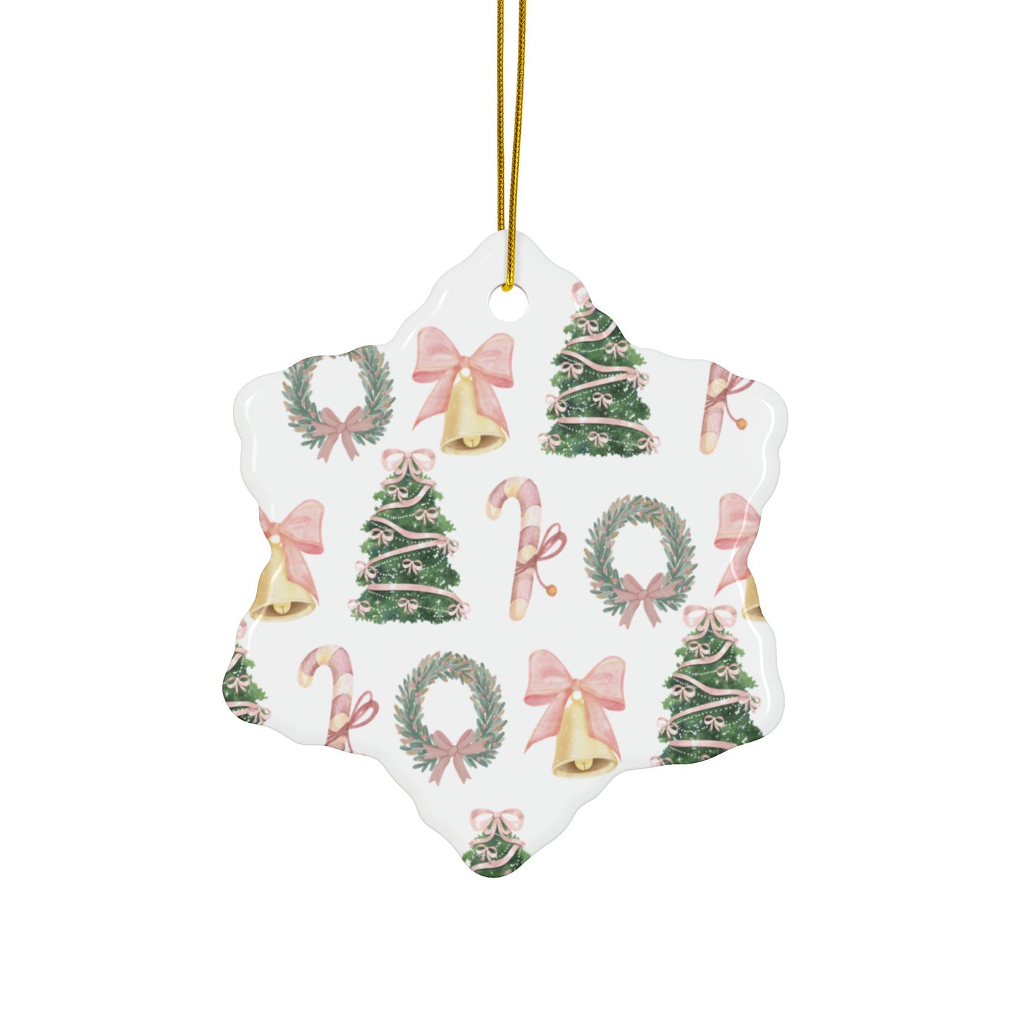 Pink Christmas Decorative Ceramic Ornament — Double-Sided Holiday Décor (1–10pcs)