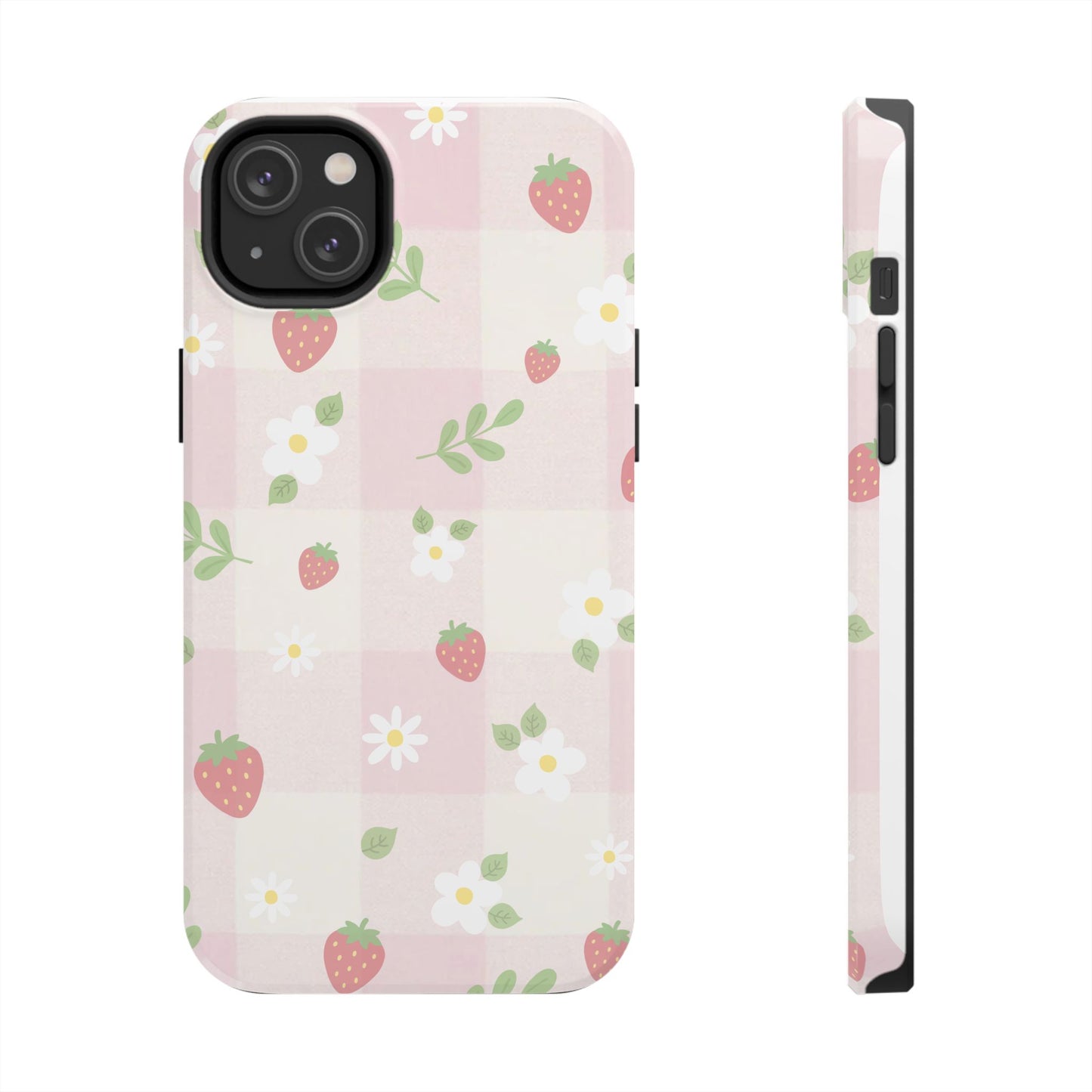 Strawberries & Flowers Tough Phone Case — Floral Fruit Protective Cover