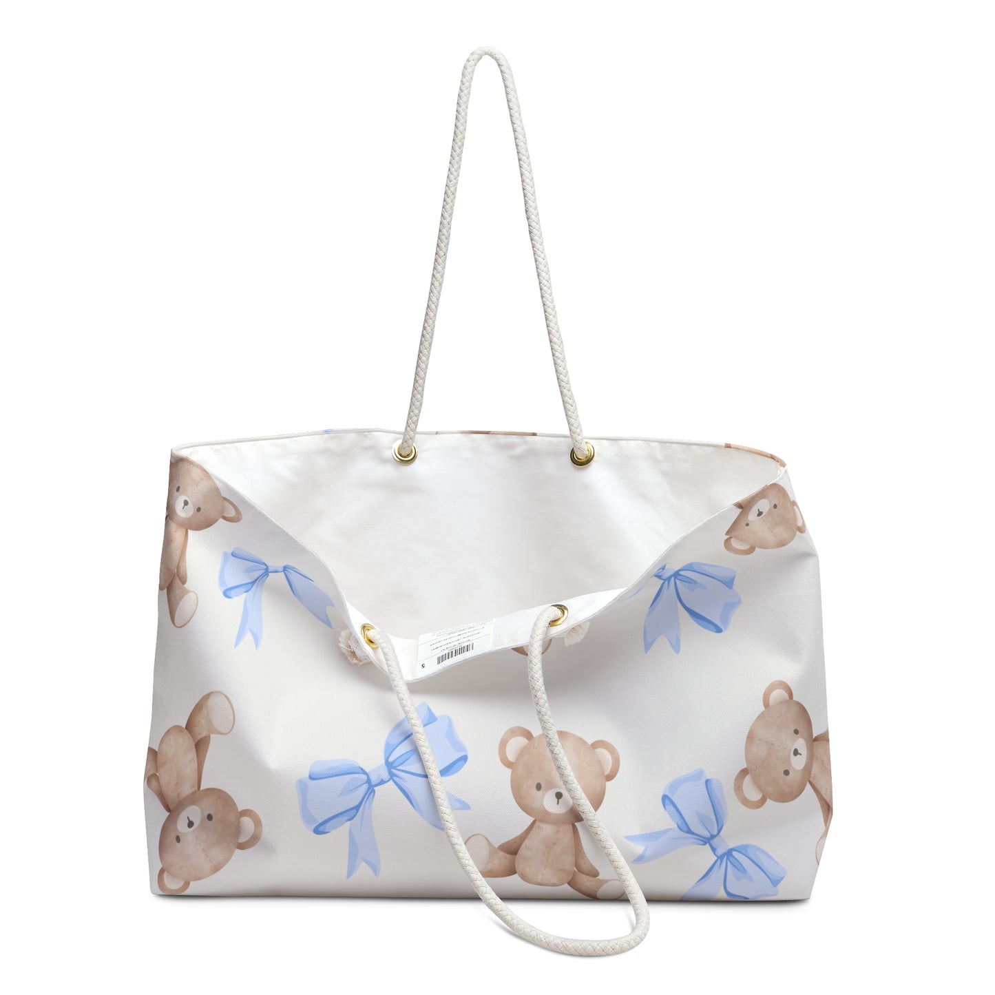 Teddy Bear Weekender Bag — Cute Blue Bow Travel Duffel