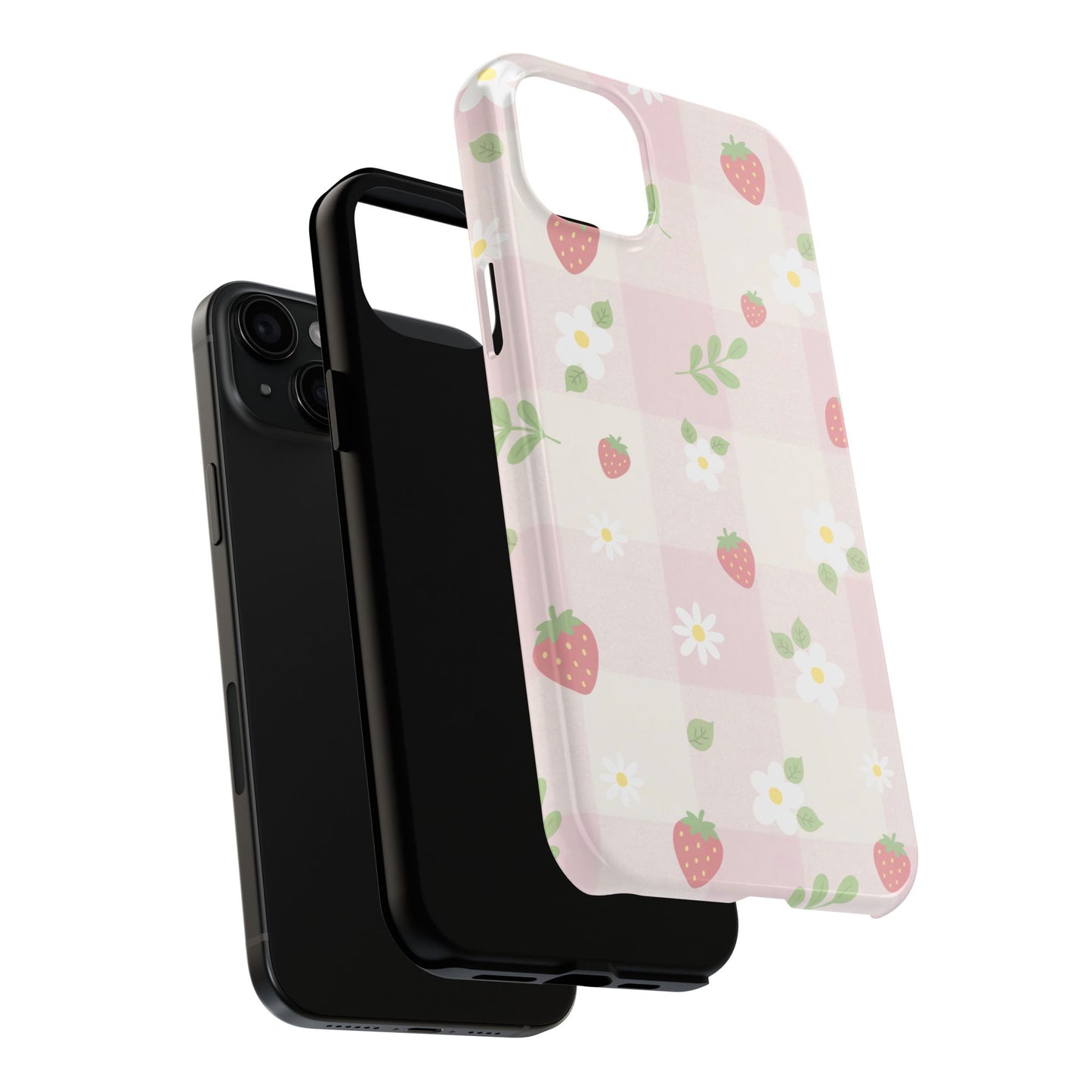 Strawberries & Flowers Tough Phone Case — Floral Fruit Protective Cover