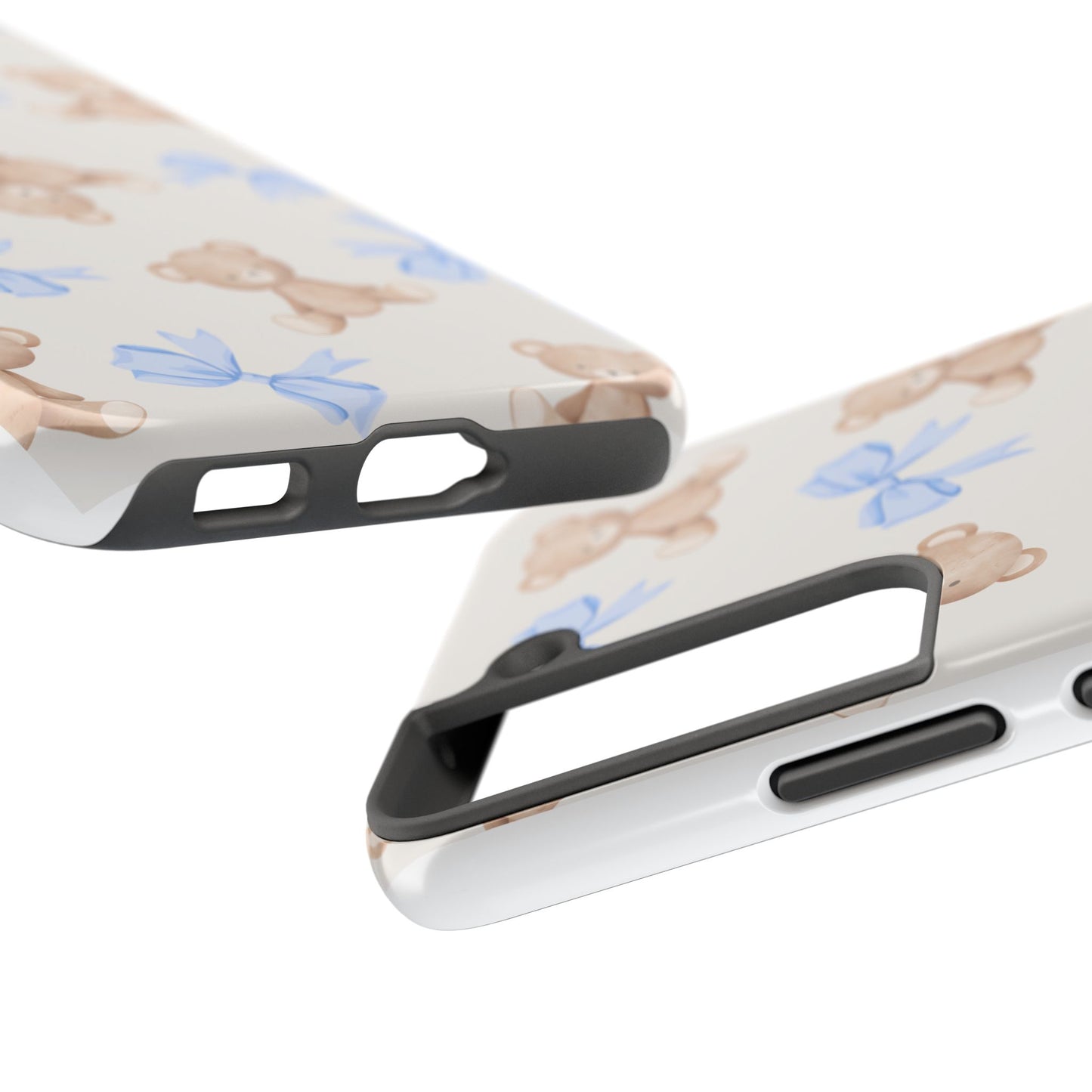 Teddy Bear Phone Case with Blue Bows