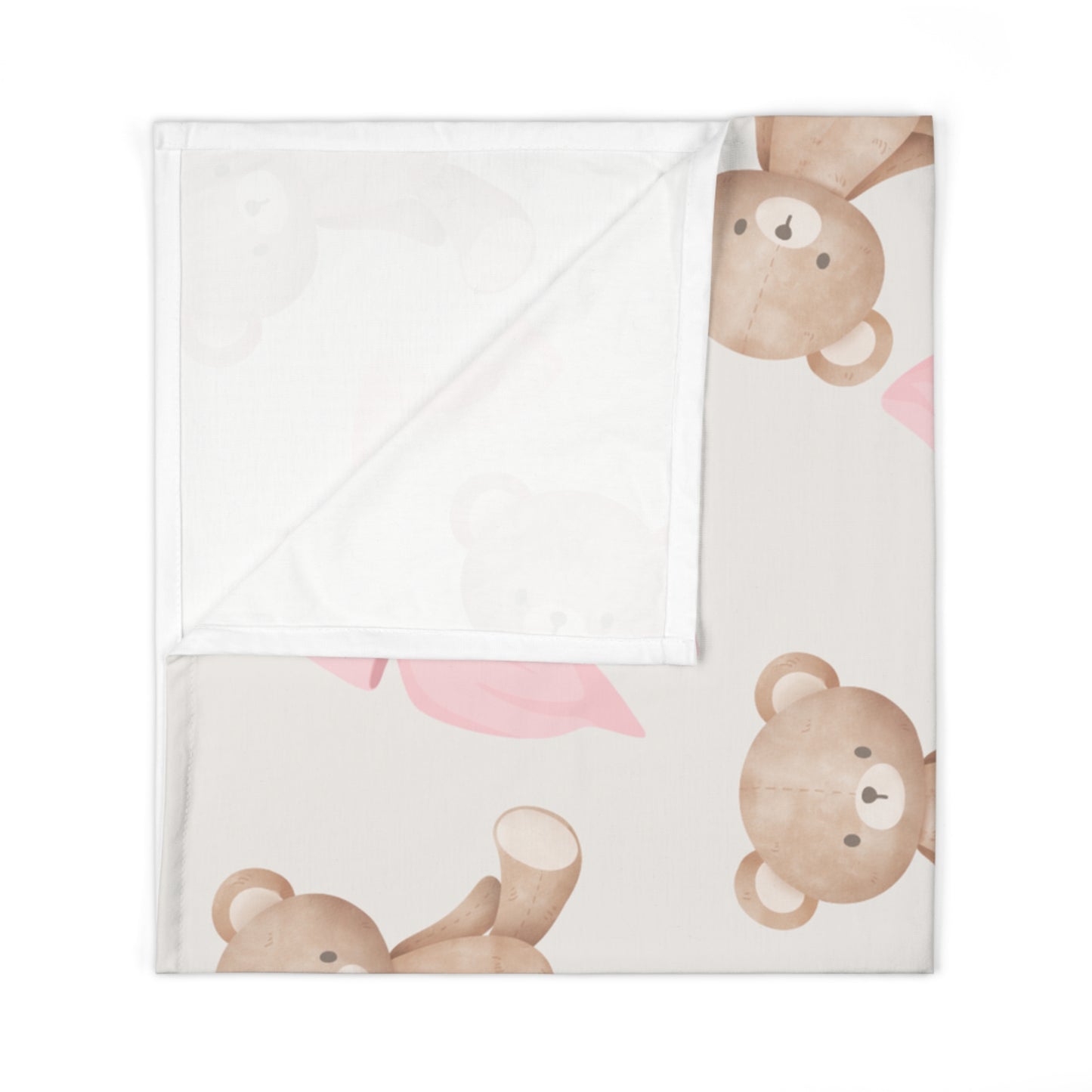 Teddy Bear & Pink Bows Baby Swaddle Blanket — Soft Newborn Wrap