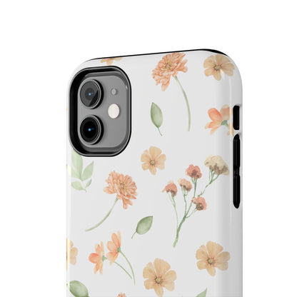 Floral Peach Watercolor Tough Phone Case — Protective Botanical iPhone Case