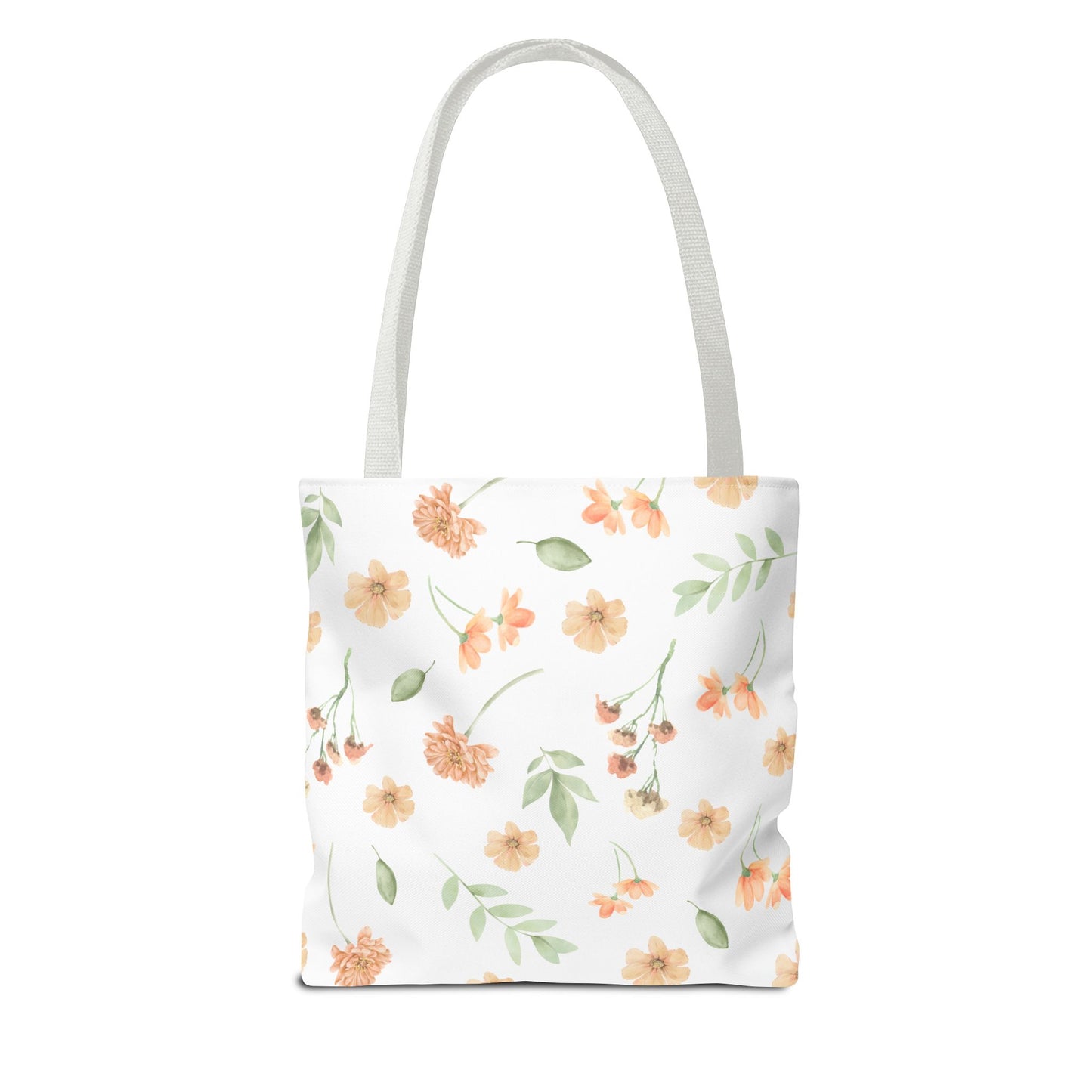 Floral Watercolor Tote Bag – Peach Blossom Pattern, Lightweight Everyday Market Tote