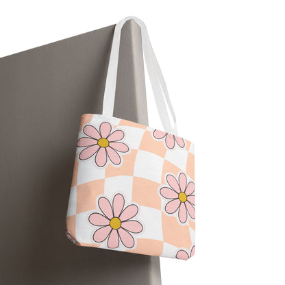 Groovy Floral Tote Bag — Retro Beach & Market Everyday Carry
