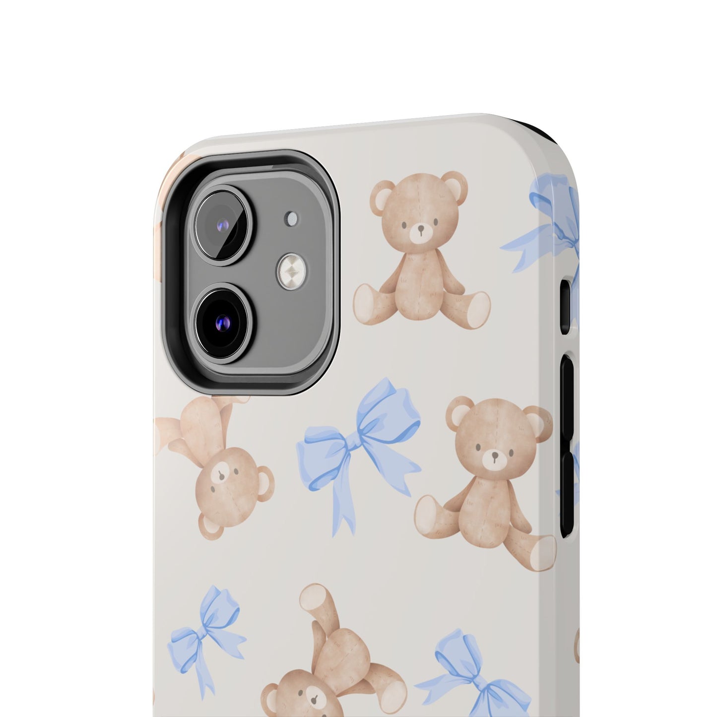 Teddy Bear Phone Case with Blue Bows