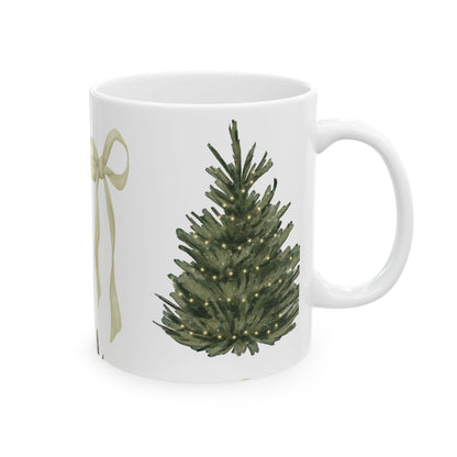 Coquette Christmas Tree Ceramic Mug, (11oz, 15oz)