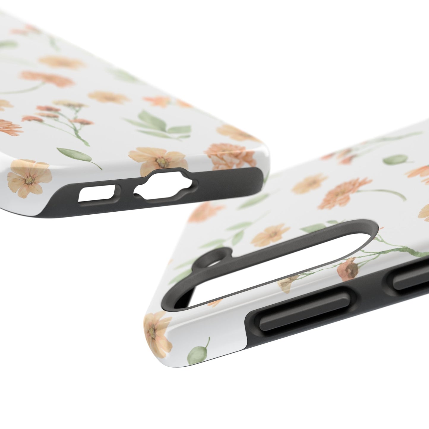 Floral Peach Watercolor Tough Phone Case — Protective Botanical iPhone Case