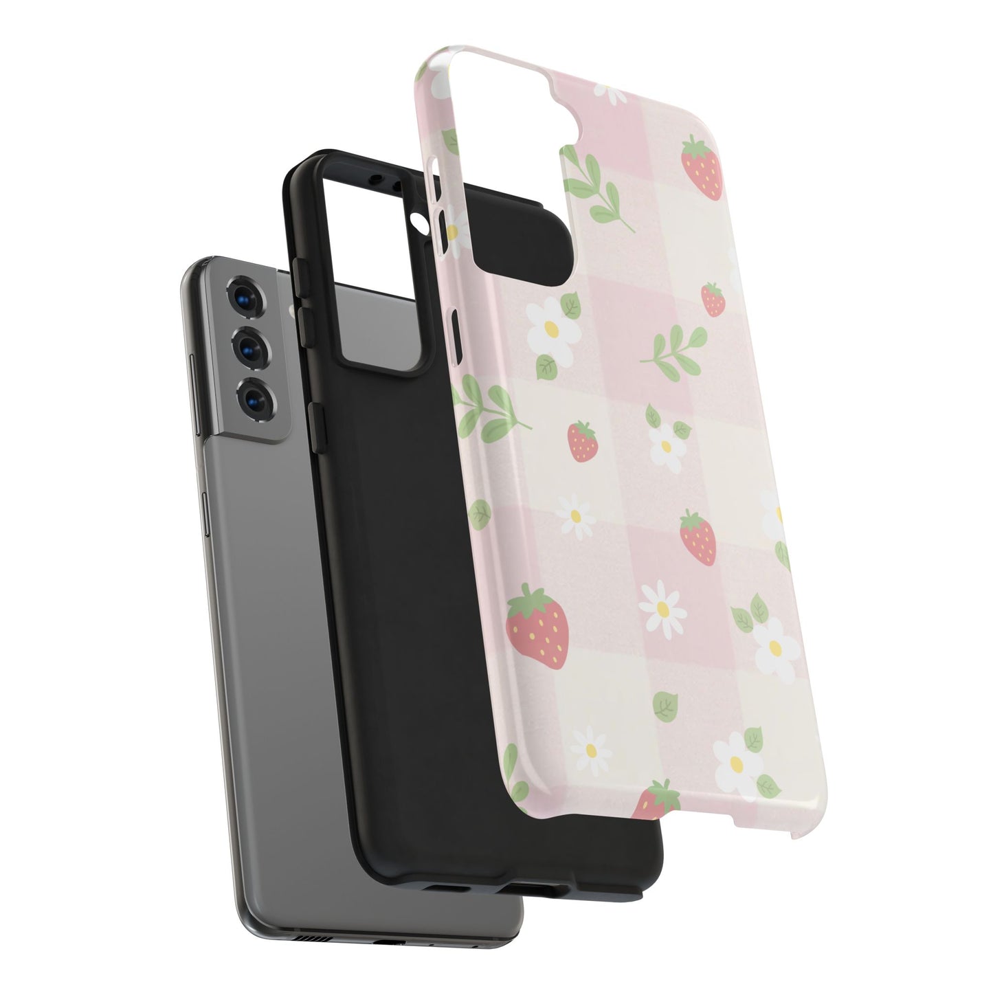 Strawberries & Flowers Tough Phone Case — Floral Fruit Protective Cover