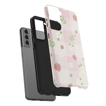 Strawberries & Flowers Tough Phone Case — Floral Fruit Protective Cover