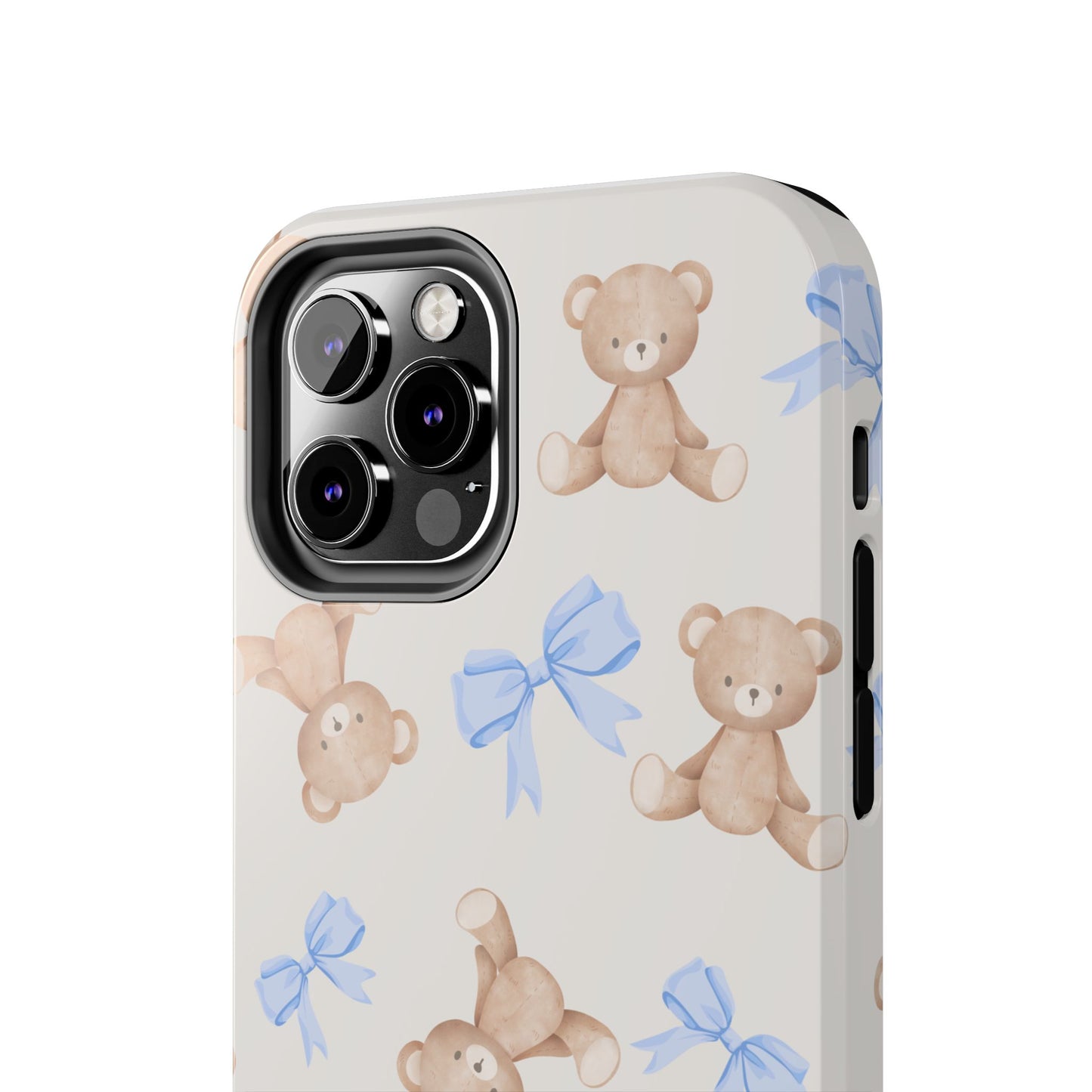 Teddy Bear Phone Case with Blue Bows