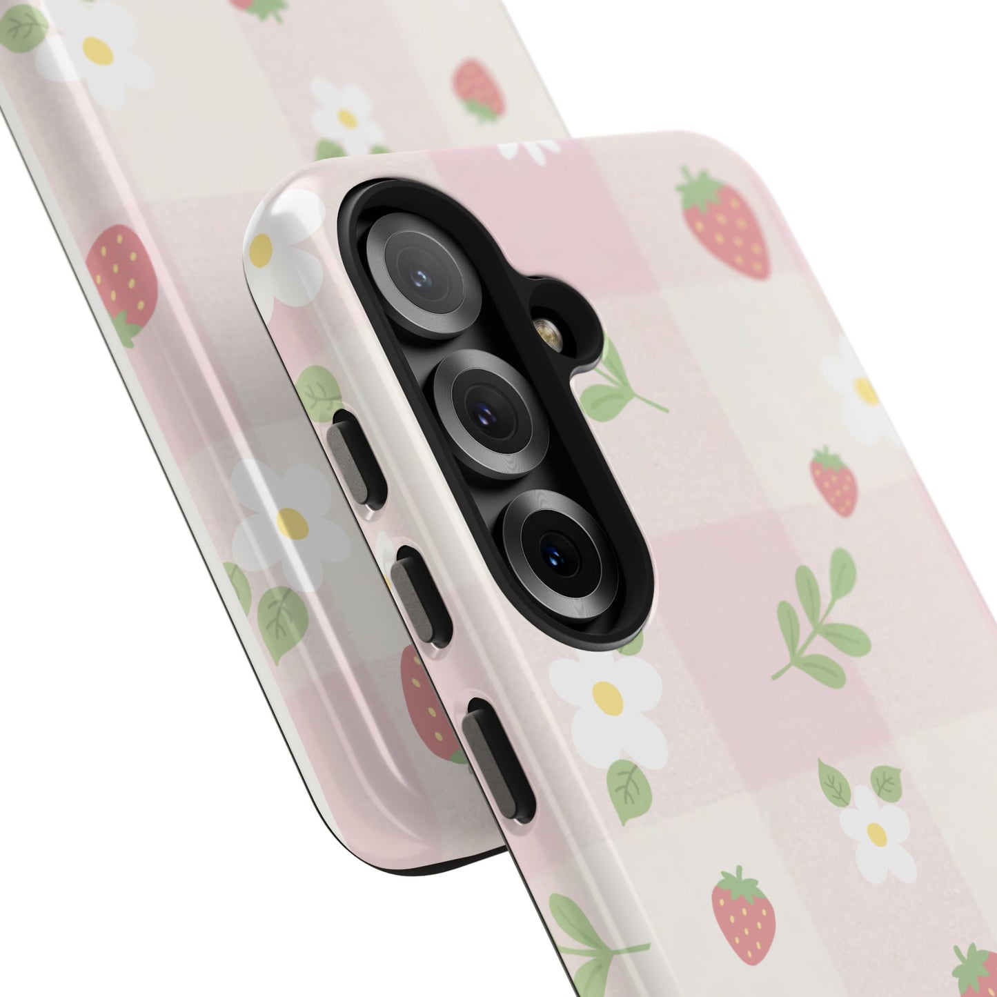 Strawberries & Flowers Tough Phone Case — Floral Fruit Protective Cover