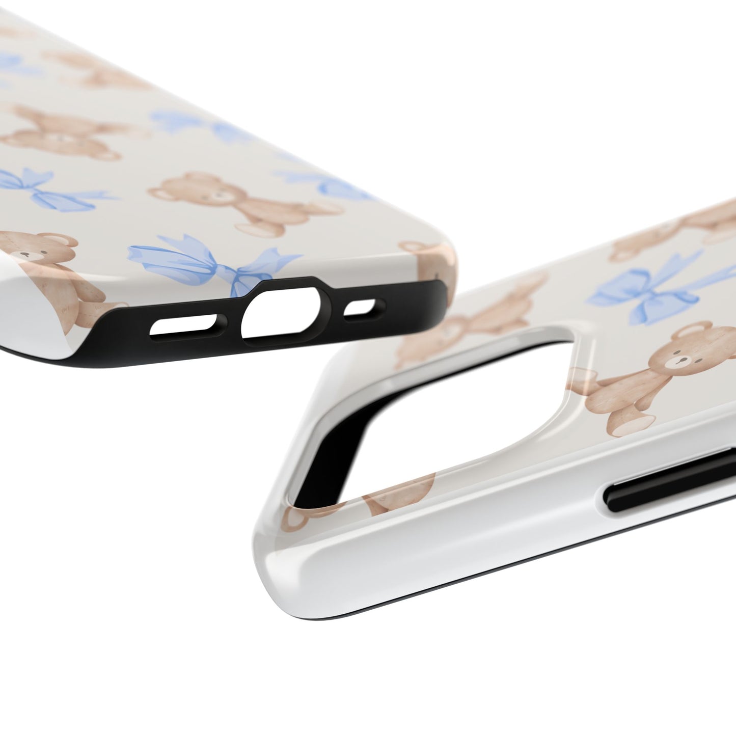 Teddy Bear Phone Case with Blue Bows