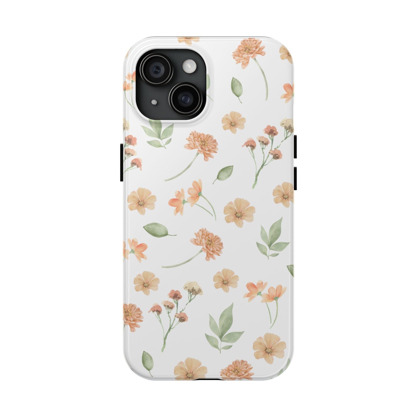 Floral Peach Watercolor Tough Phone Case — Protective Botanical iPhone Case