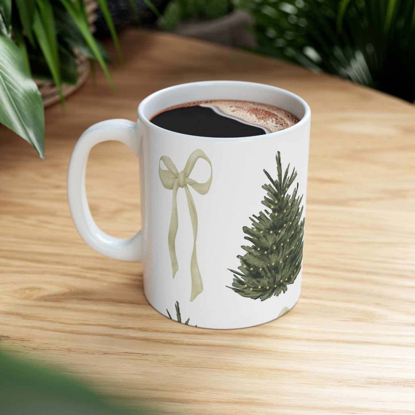 Coquette Christmas Tree Ceramic Mug, (11oz, 15oz)
