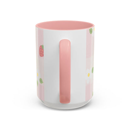 Strawberry Accent Coffee Mug — Pink or Green Interior (11oz & 15oz)