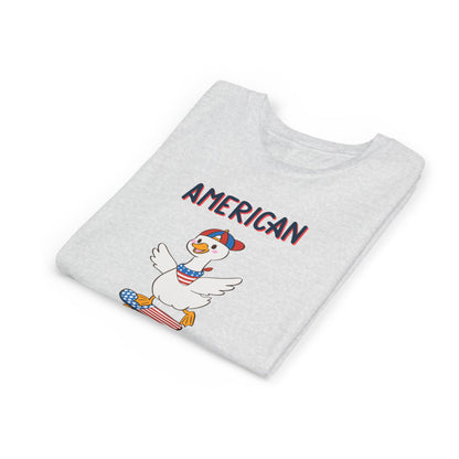 Youth Tee — "American Dude" Skateboarding Duck Graphic