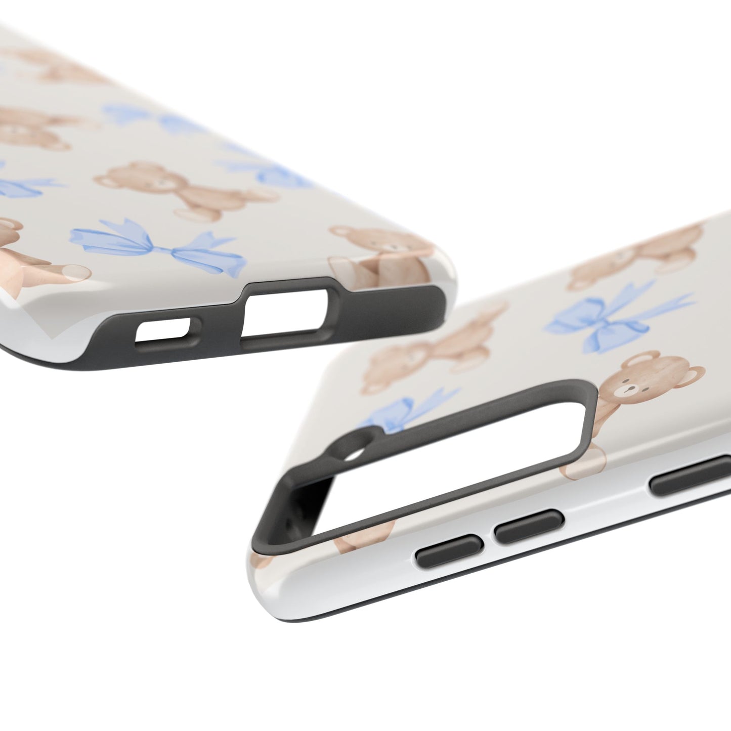 Teddy Bear Phone Case with Blue Bows