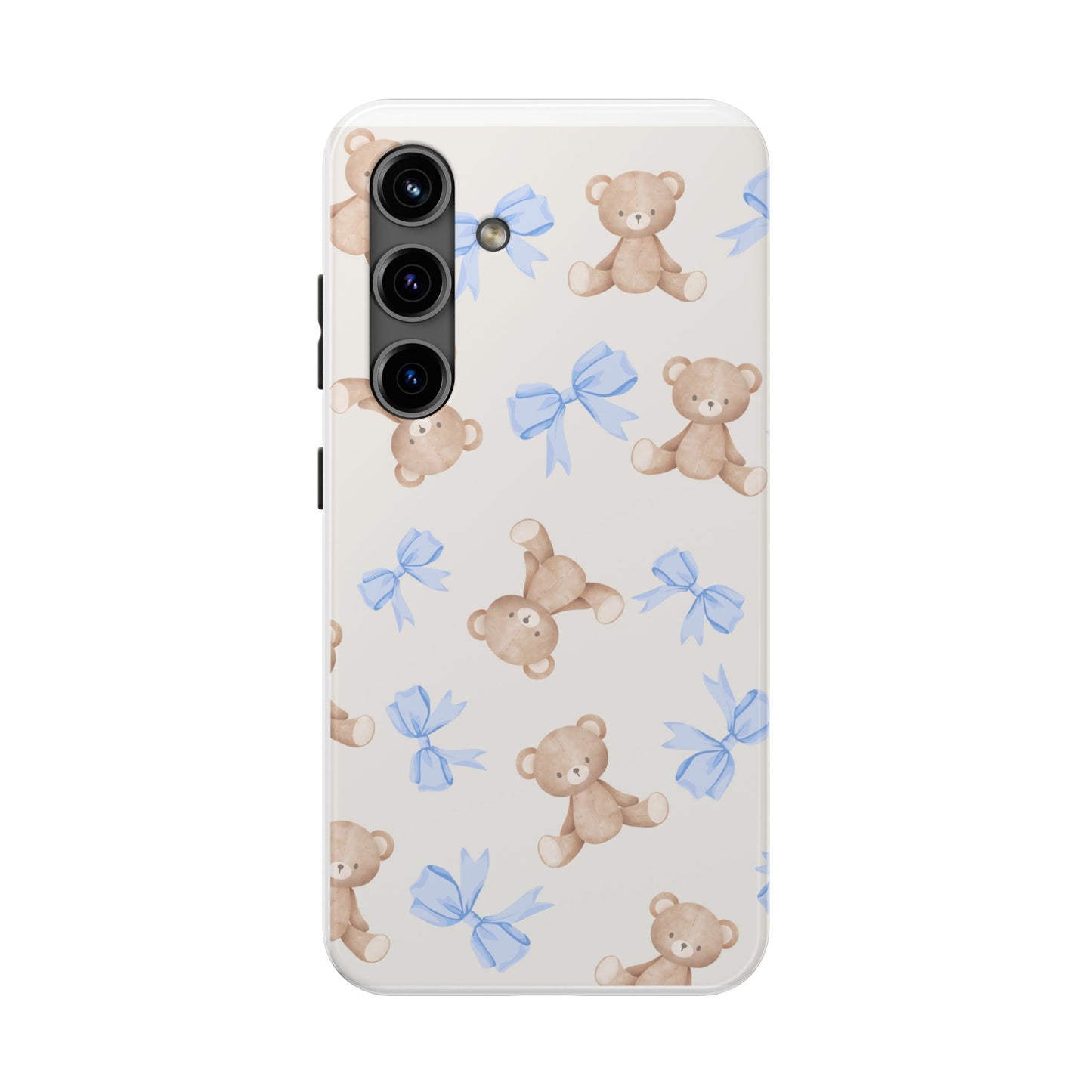 Teddy Bear Phone Case with Blue Bows