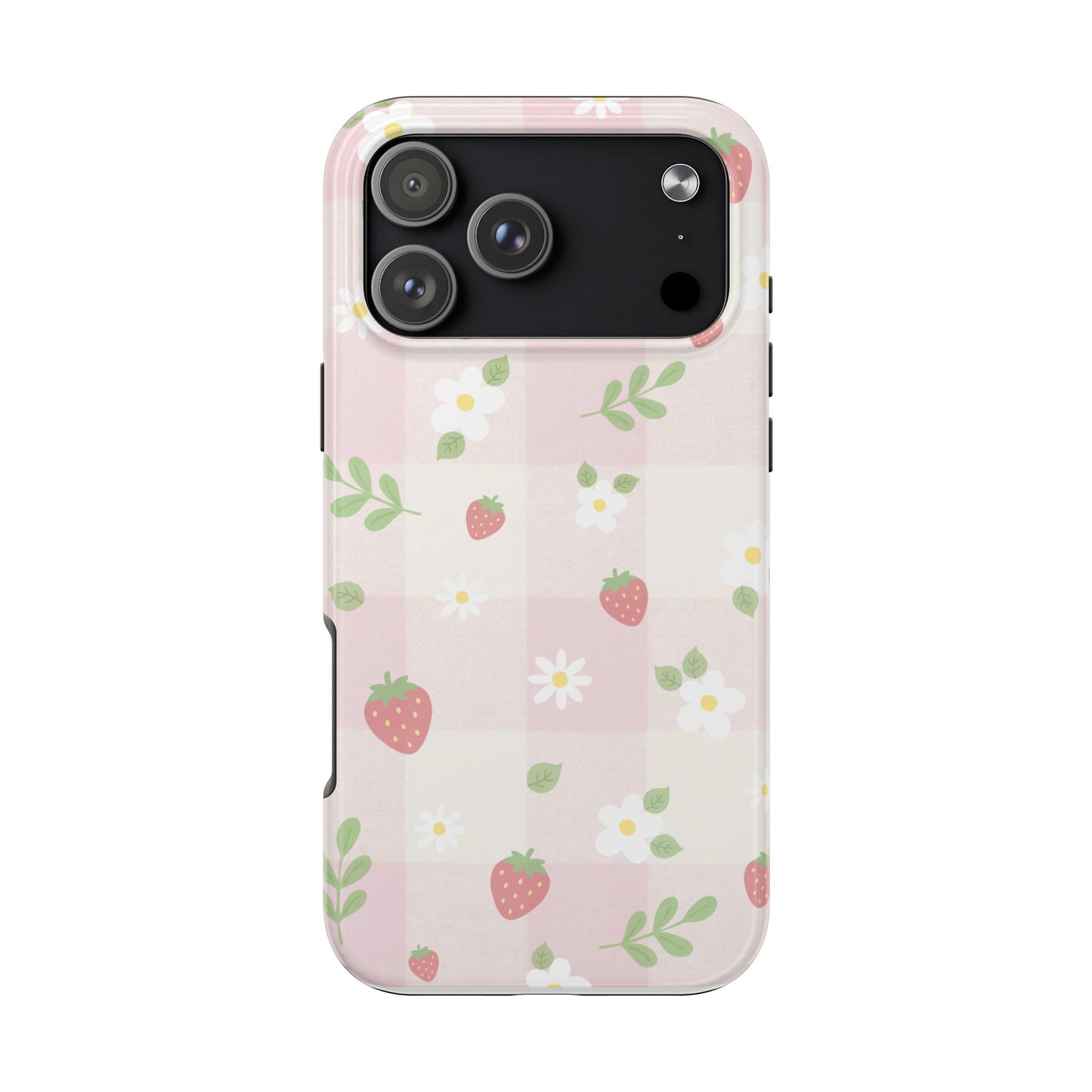 Strawberries & Flowers Tough Phone Case — Floral Fruit Protective Cover