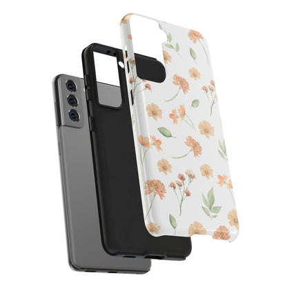 Floral Peach Watercolor Tough Phone Case — Protective Botanical iPhone Case