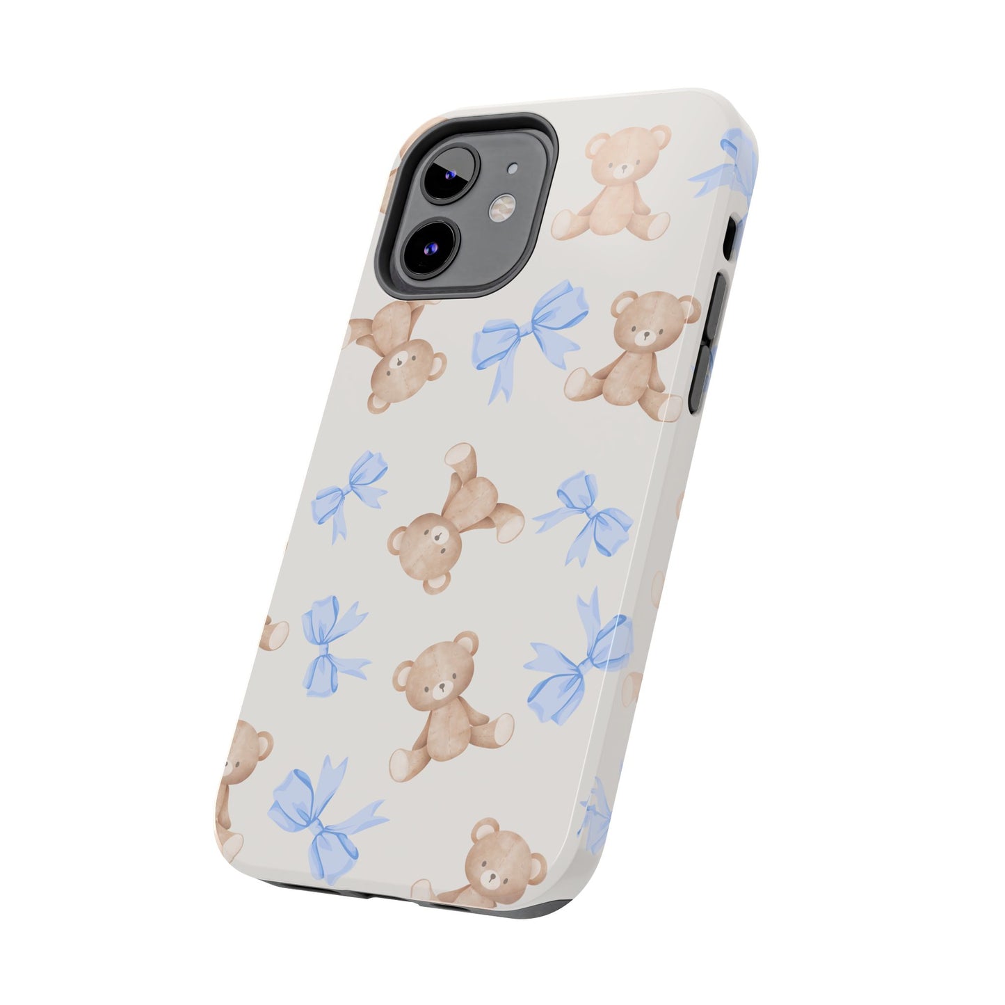 Teddy Bear Phone Case with Blue Bows