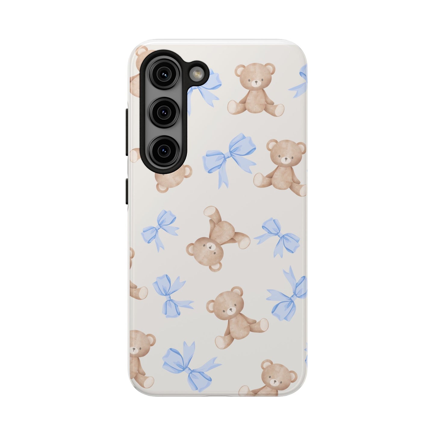 Teddy Bear Phone Case with Blue Bows