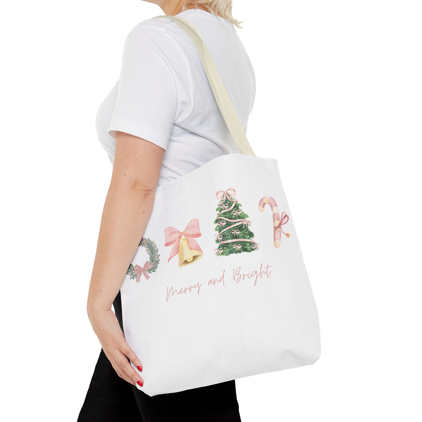 Pink Christmas Decal Tote Bag