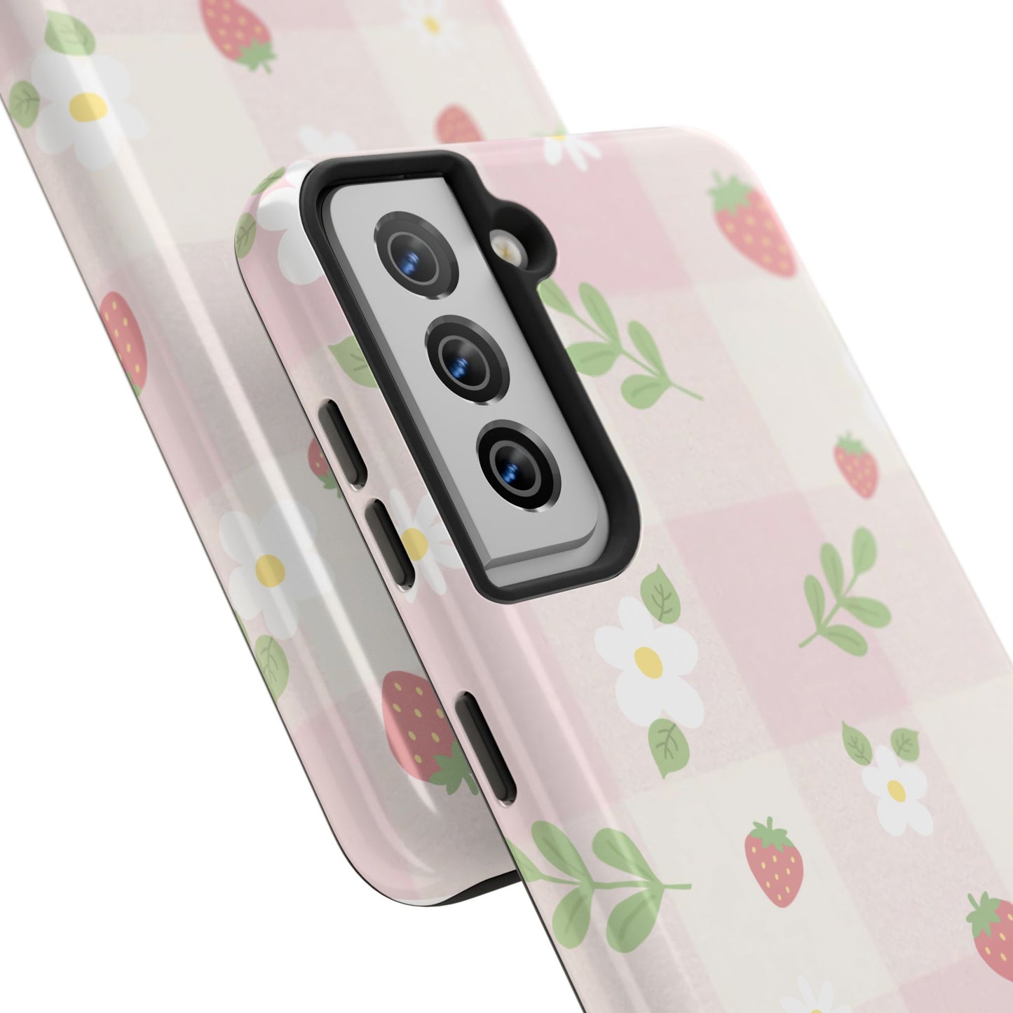 Strawberries & Flowers Tough Phone Case — Floral Fruit Protective Cover