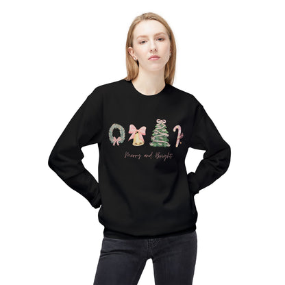 Pink Christmas Icons Crewneck Sweatshirt – Merry and Bright Holiday Pullover
