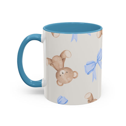 Teddy Bears with Blue Bows Accent Coffee Mug — Blue Interior (11/15oz)