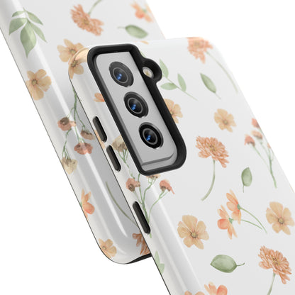 Floral Peach Watercolor Tough Phone Case — Protective Botanical iPhone Case